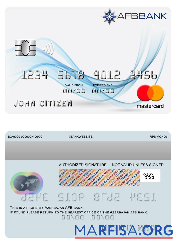 Blank Azerbaijan AFB bank mastercard sample